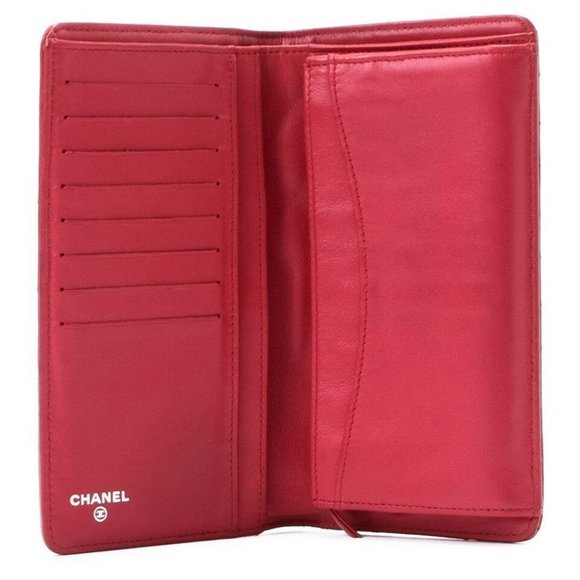 AUTH - Chanel Quilted Lambskin Leather Bi-Fold Long Wallet - Used - Picture 3 of 12